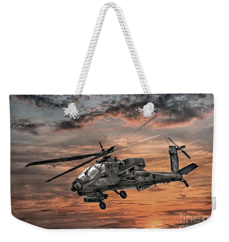 Apache Helicopter Weekender Tote Bag featuring the digital art AH-64 Apache Attack Helicopter by Randy Steele