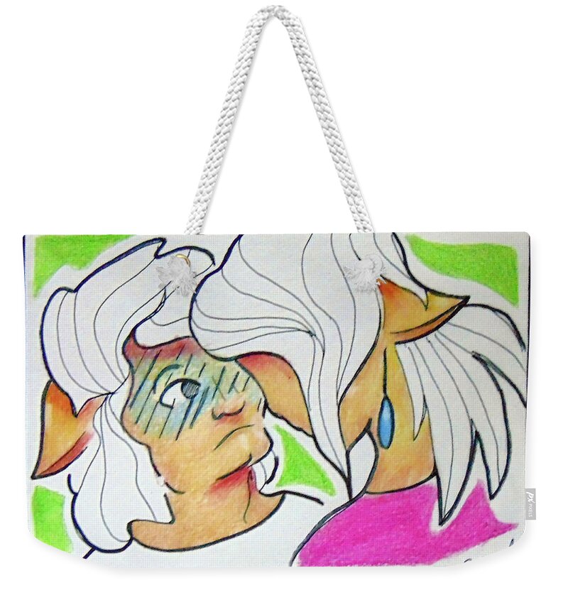 Art Weekender Tote Bag featuring the drawing Ahh... by Loretta Nash