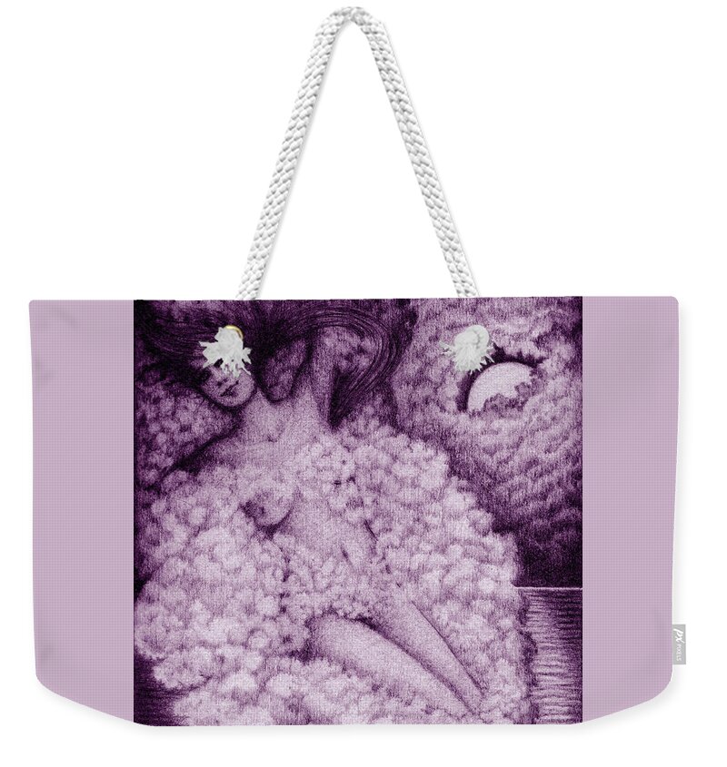 Figurative Weekender Tote Bag featuring the drawing Air by Debra Hitchcock