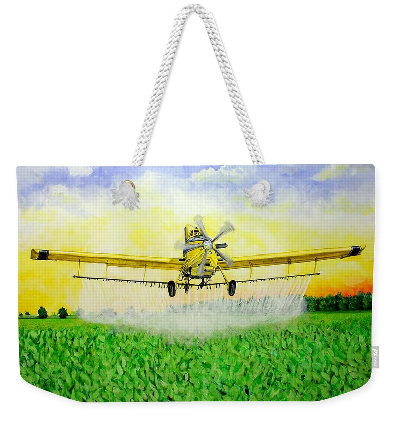 Air Tractor Weekender Tote Bag featuring the painting Air Tractor Crop Duster by Karl Wagner