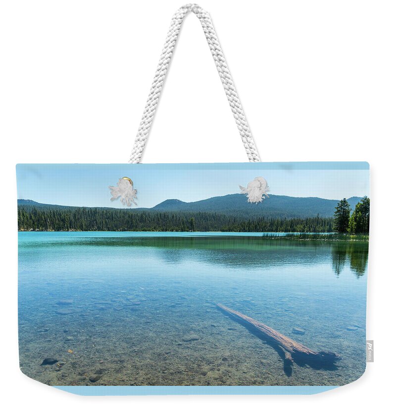 Oregon Weekender Tote Bag featuring the photograph Air Water Log Lava Lake Oregon by Lawrence S Richardson Jr