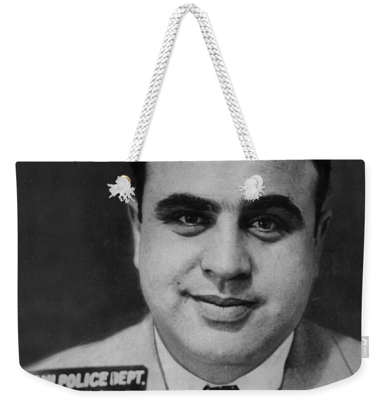 Al Capone Weekender Tote Bag featuring the photograph Al Capone Mug Shot 1931 Vertical by Tony Rubino