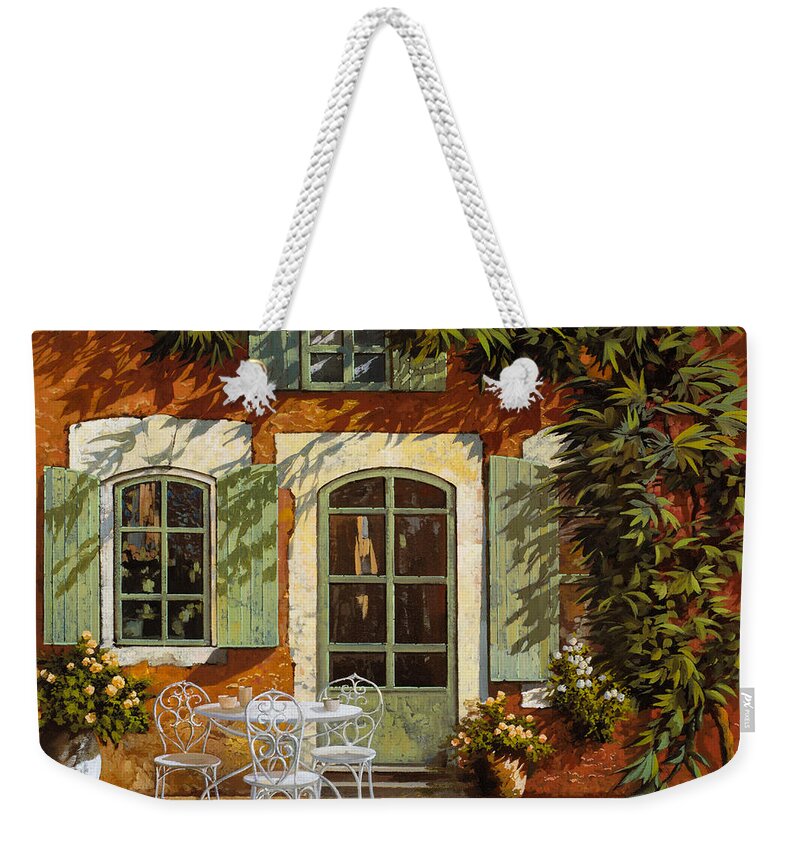 Landscape Weekender Tote Bag featuring the painting Al Fresco In Cortile by Guido Borelli