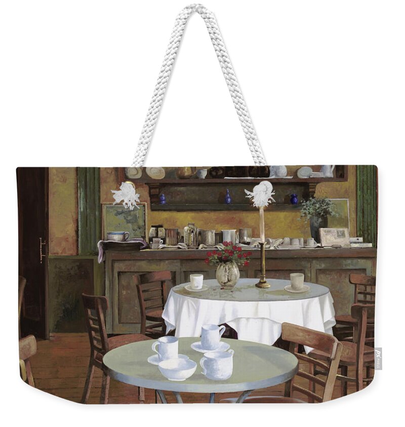 Cafe Weekender Tote Bag featuring the painting Al Lume Di Candela by Guido Borelli