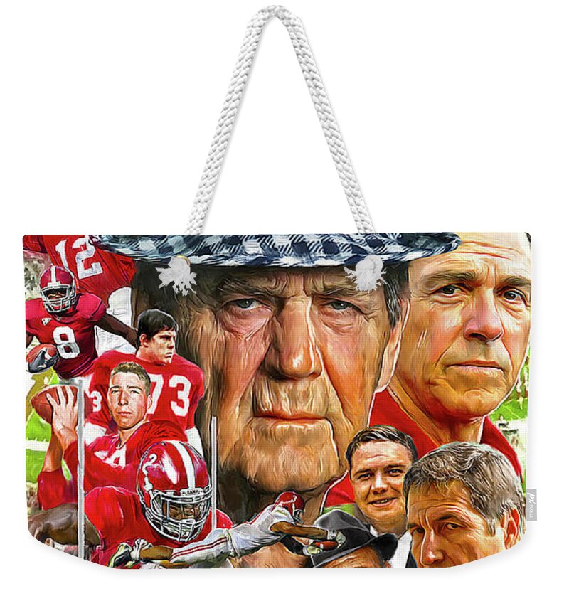 Alabama Football Weekender Tote Bag featuring the painting Alabama Crimson Tide by Mark Spears
