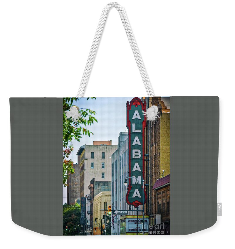 Alabama Weekender Tote Bag featuring the photograph Alabama Theatre by Ken Johnson
