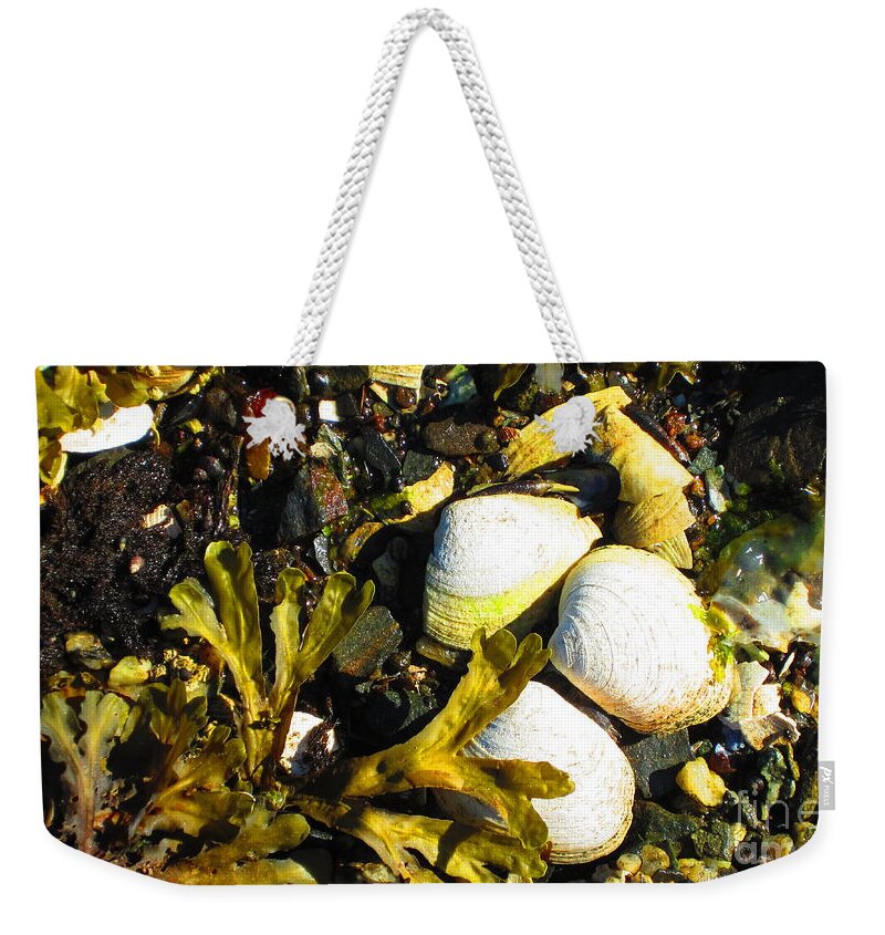 Ketchikan Weekender Tote Bag featuring the photograph Alaska clams by Laurianna Taylor
