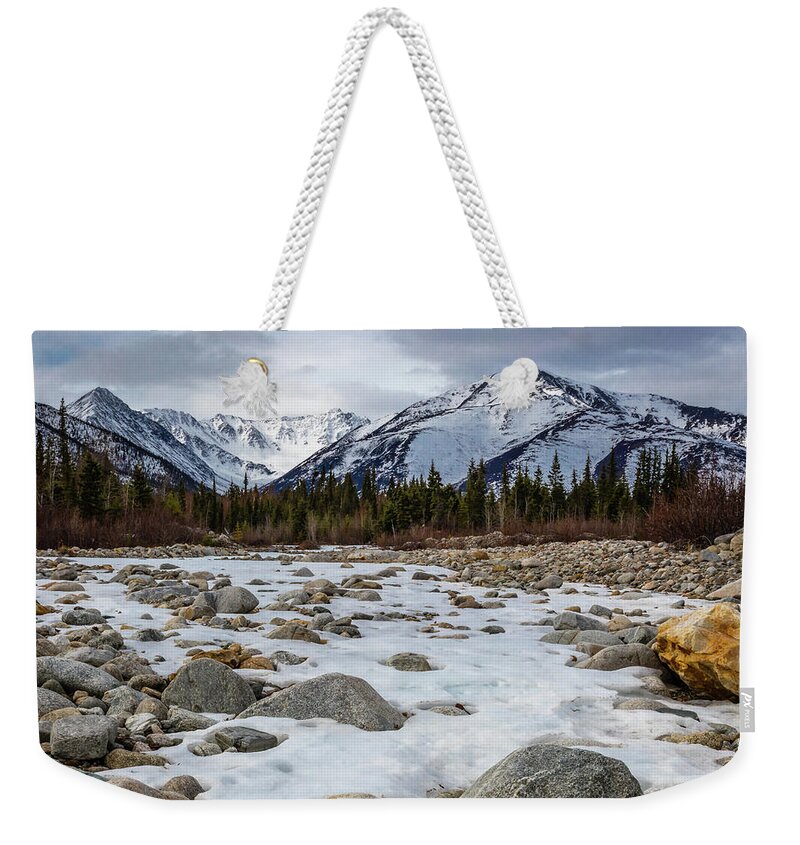 Wilderness Weekender Tote Bag featuring the photograph Alaska Ice by Gary Migues