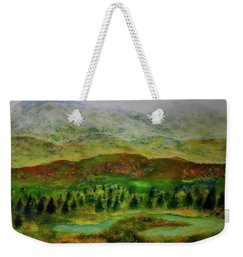 Mountains Weekender Tote Bag featuring the painting Alaskan Autumn by Dick Bourgault