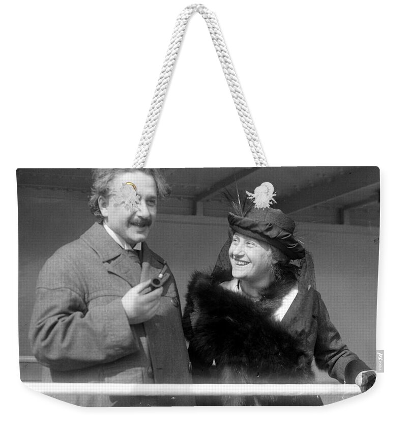 Science Weekender Tote Bag featuring the photograph Albert And Elsa Einstein, C. 1920s by Science Source