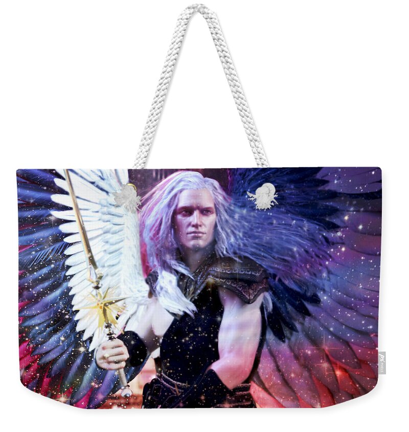 Albino Angel Weekender Tote Bag featuring the painting Albino Angel 3 by Suzanne Silvir