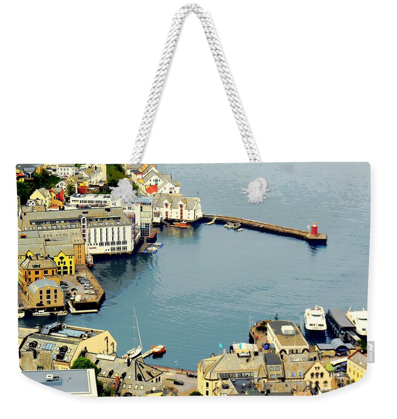 Cityscape Weekender Tote Bag featuring the photograph Alesund #1 by Susan Lafleur