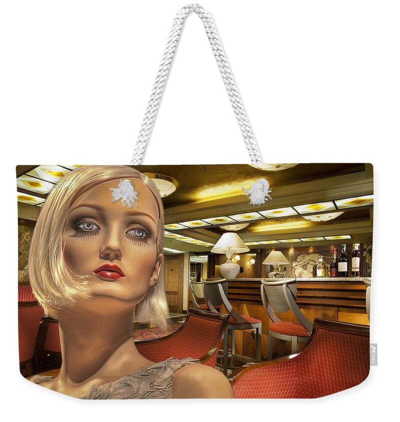 Alexa In The Imperial Bar Weekender Tote Bag featuring the photograph Alexa in the Imperial Bar by Chuck Staley