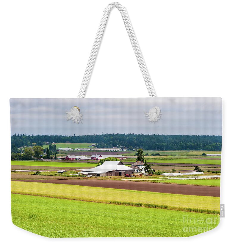 Landscape Weekender Tote Bag featuring the photograph Alfalfa Farms by Charles McCleanon
