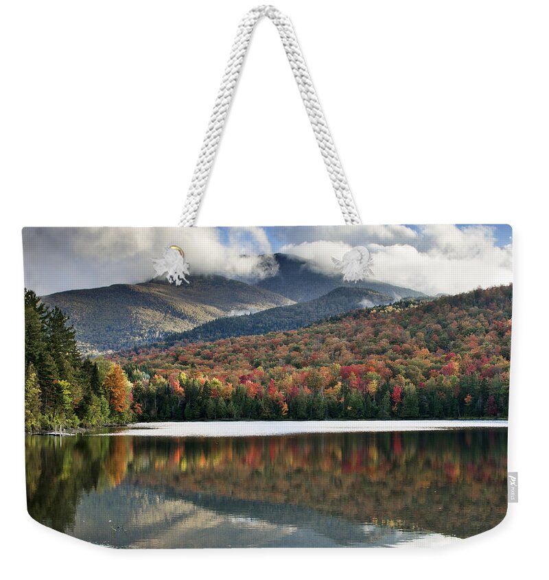 Fall Weekender Tote Bag featuring the photograph Algonquin Peak from Heart Lake - Adirondack Park - New York by Brendan Reals