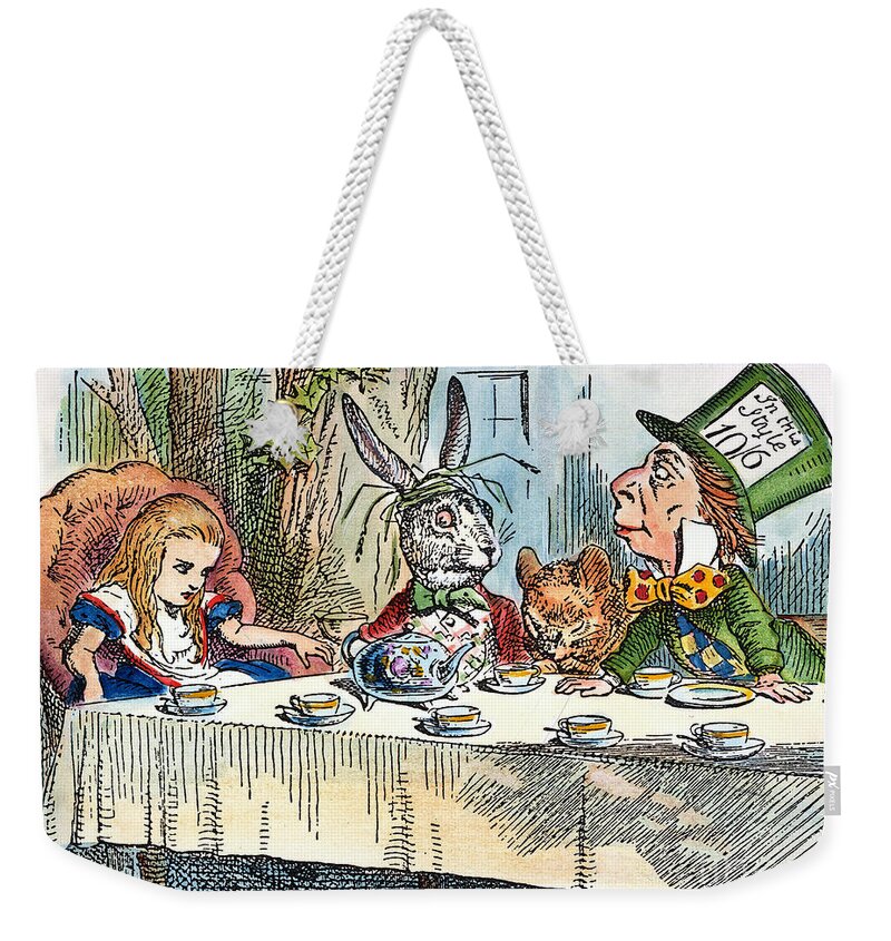 1865 Weekender Tote Bag featuring the drawing Alices Mad-tea Party, 1865 by Granger