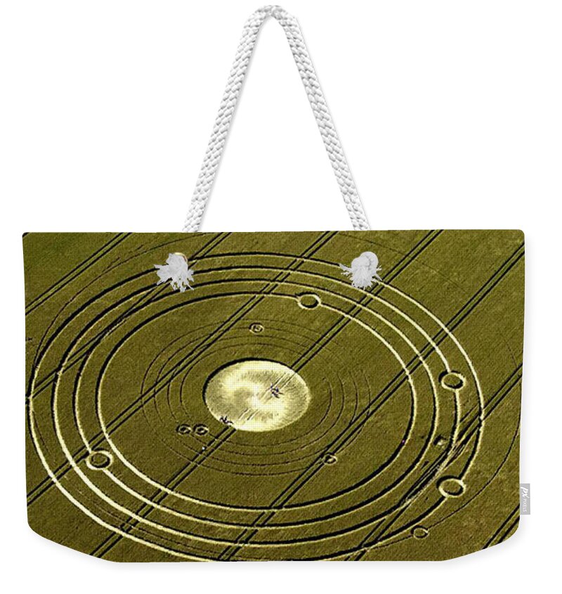 Crop Circle Weekender Tote Bag featuring the digital art Alien Message 3 by Dimaria Cynthia