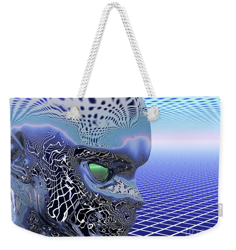 Alien Weekender Tote Bag featuring the digital art Alien Stare by Nicholas Burningham