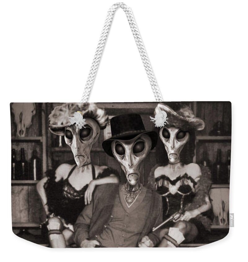 Old Time Photo Weekender Tote Bag featuring the photograph Alien Vacation - Old Time Photo by Mike McGlothlen