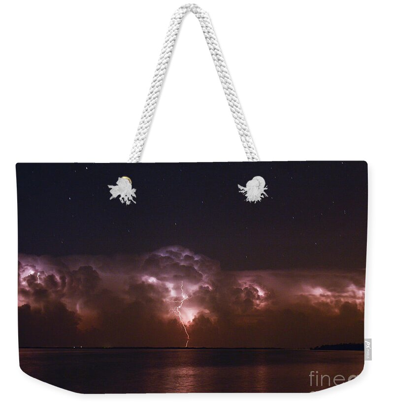 Lightning Weekender Tote Bag featuring the photograph All Night Long by Quinn Sedam