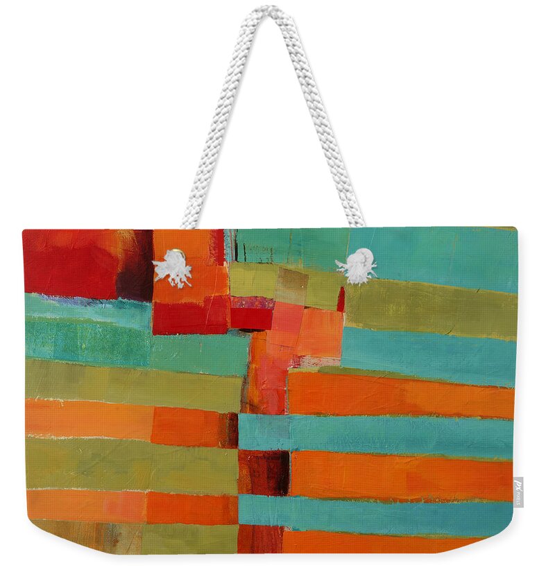 Abstract Art Weekender Tote Bag featuring the painting All Stripes 2 by Jane Davies