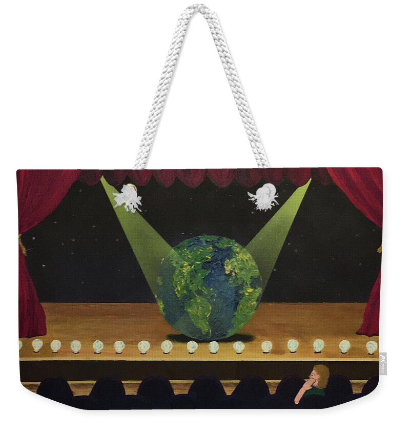 Surrealism Weekender Tote Bag featuring the painting All the World's On Stage by Thomas Blood