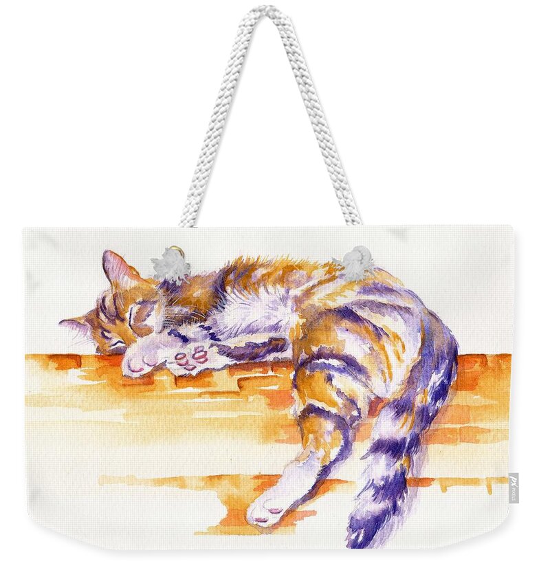 Cat Weekender Tote Bag featuring the painting Alley Cat by Debra Hall