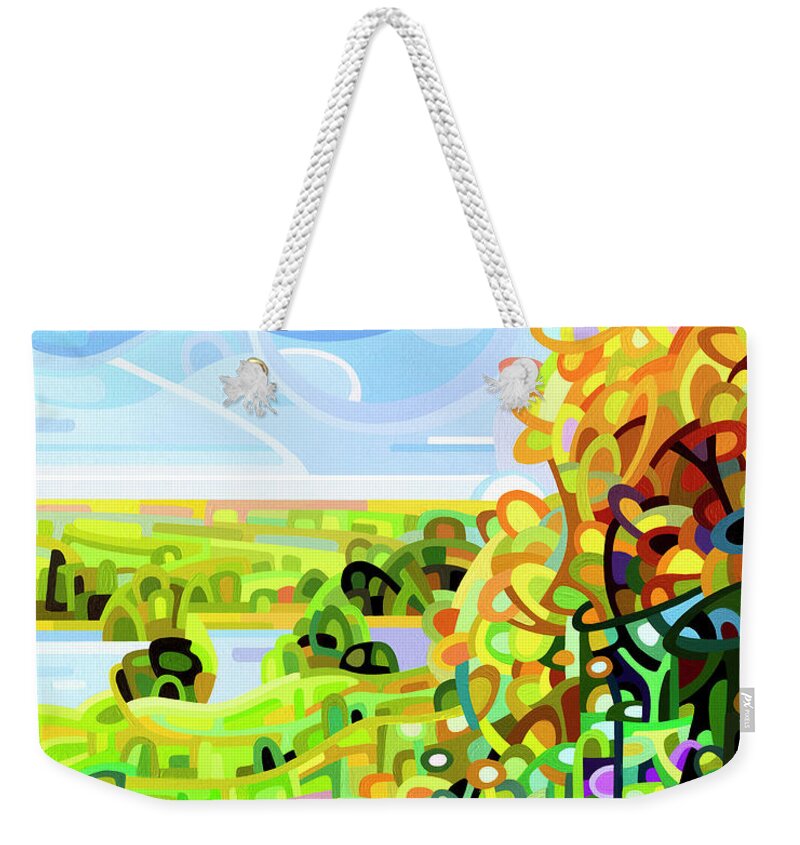 Original Weekender Tote Bag featuring the painting Almost Autumn by Mandy Budan