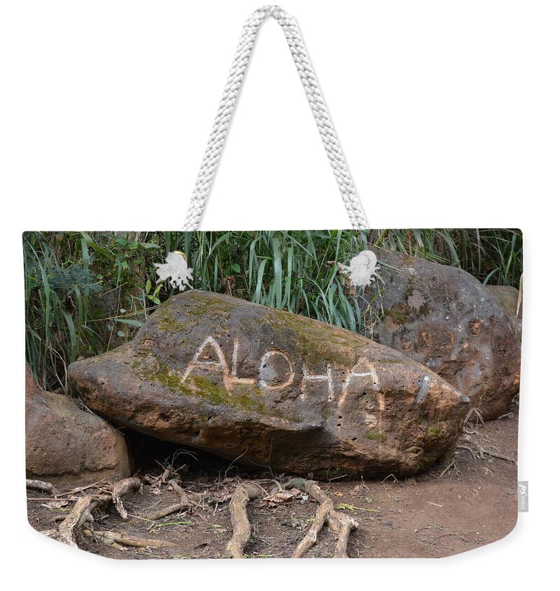 Rock Weekender Tote Bag featuring the photograph Aloha by Carolyn Mickulas