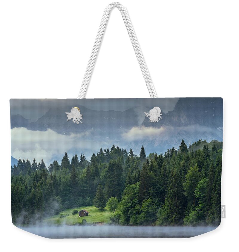 Morning Weekender Tote Bag featuring the photograph Alone in German Alps by Dalibro H