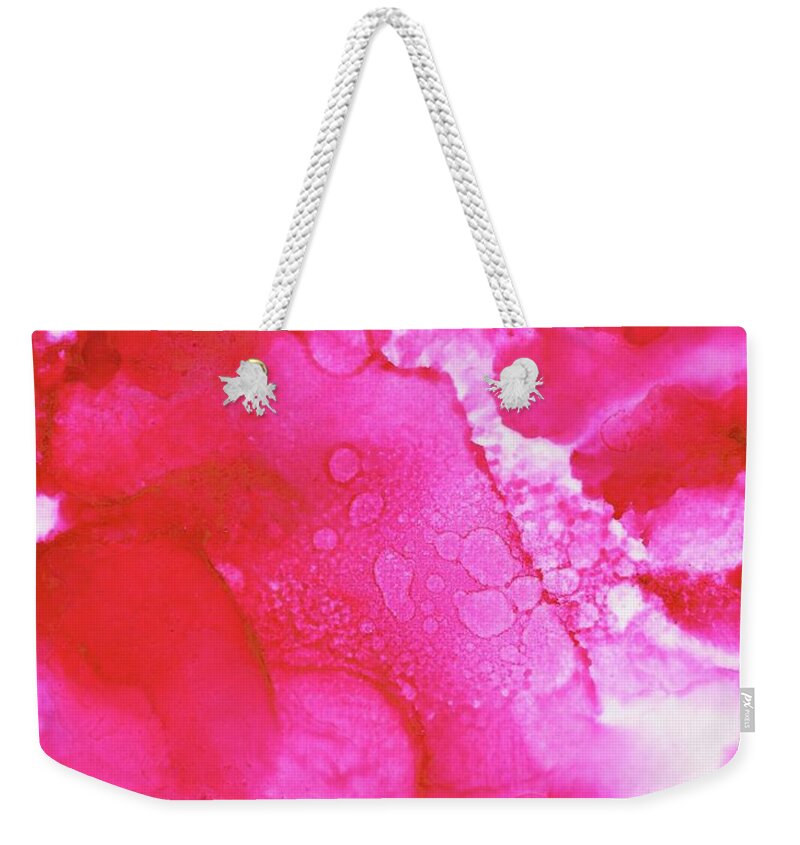 Alpine Rose Weekender Tote Bag featuring the painting Alpine Rose - Abstract Watercolor by Melly Terpening