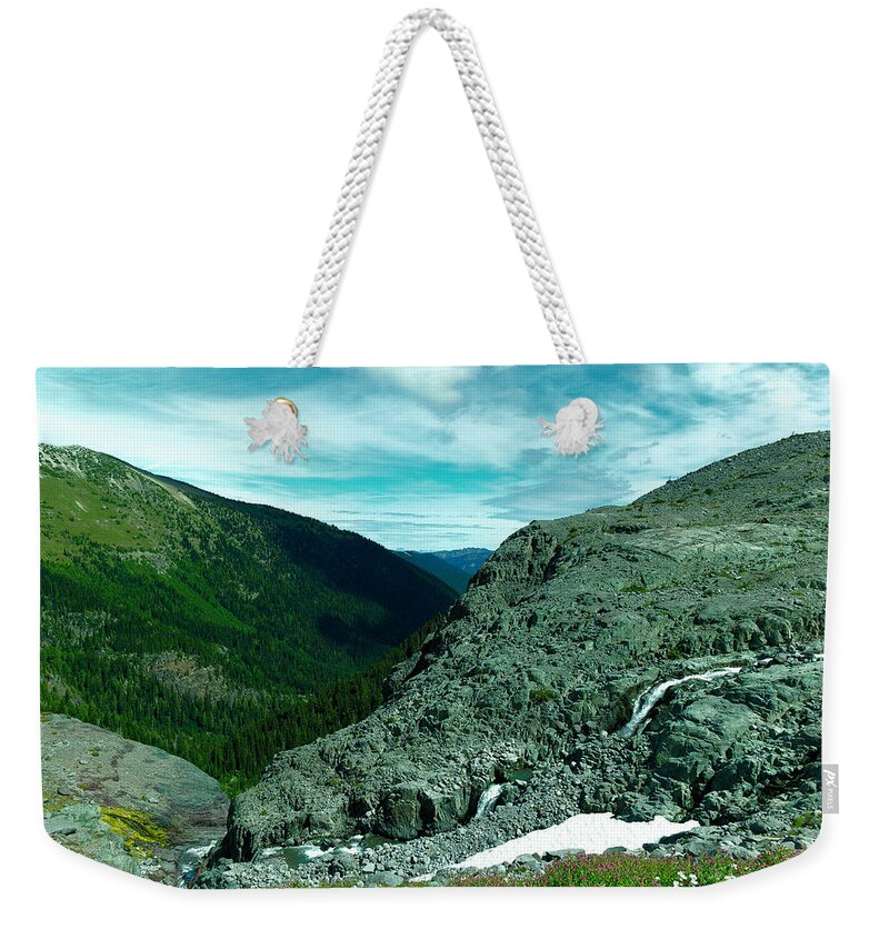 Waterfall Weekender Tote Bag featuring the photograph Alpine waterfall by Jeff Swan
