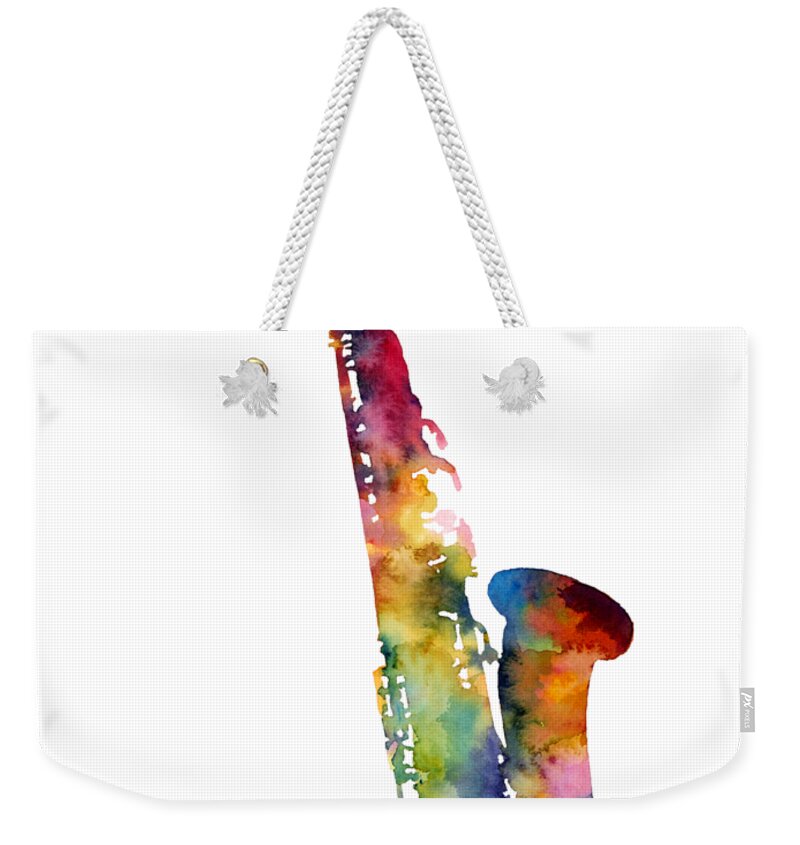 Alto Sax Weekender Tote Bag featuring the painting Alto Sax by Hailey E Herrera