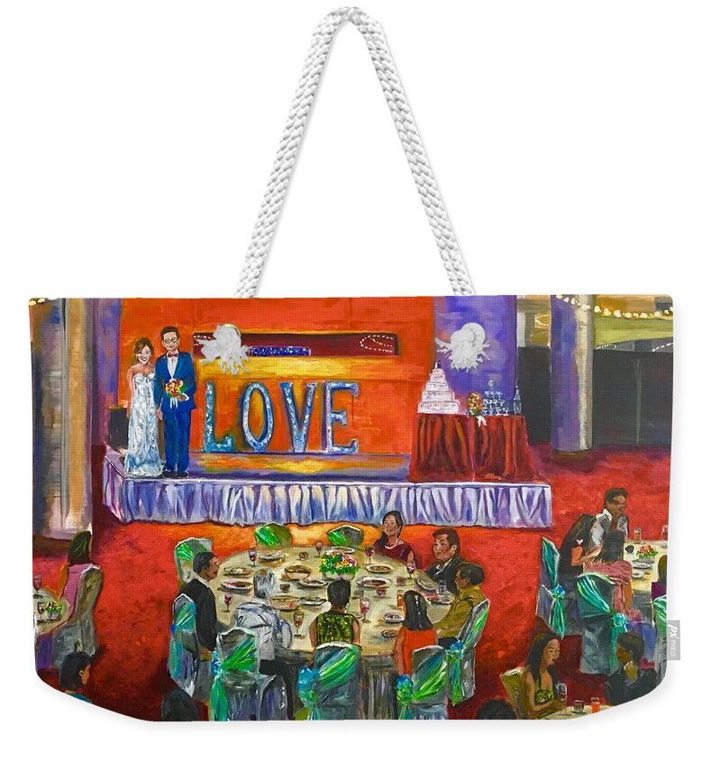 Wedding Weekender Tote Bag featuring the painting Grow Old With You by Belinda Low
