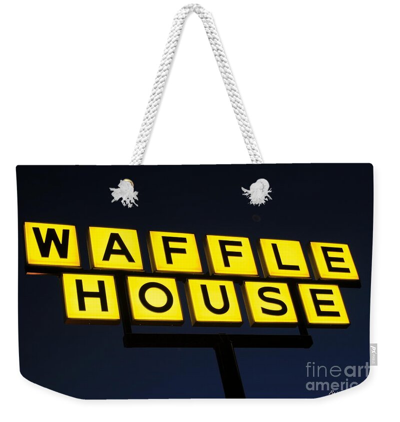 Reid Callaway Waffle House Weekender Tote Bag featuring the photograph Always Open Waffle House Classic Signage Art by Reid Callaway