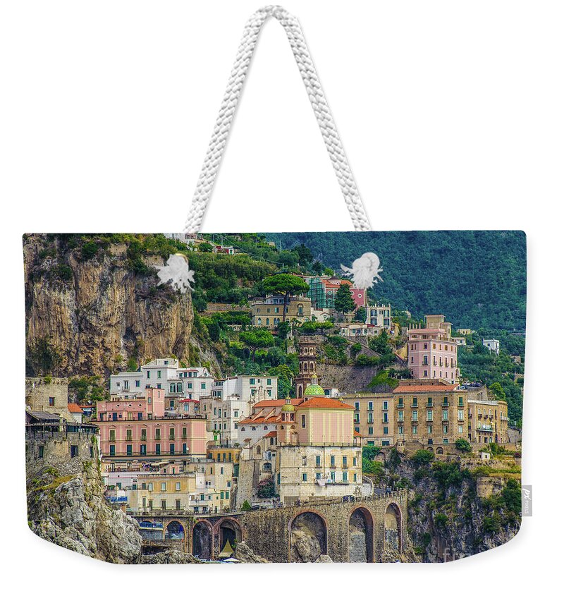 Amalfi Town Weekender Tote Bag featuring the photograph Amalfi-Amalfi Coast by Maria Rabinky