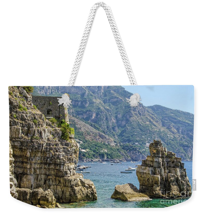 Positano Weekender Tote Bag featuring the photograph Amalfi fortress by Maria Rabinky