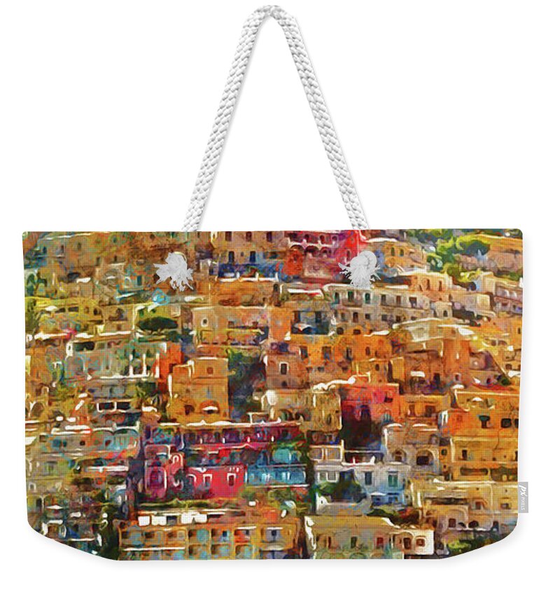 Italy Weekender Tote Bag featuring the painting Amalfi, Italy - 02 by AM FineArtPrints