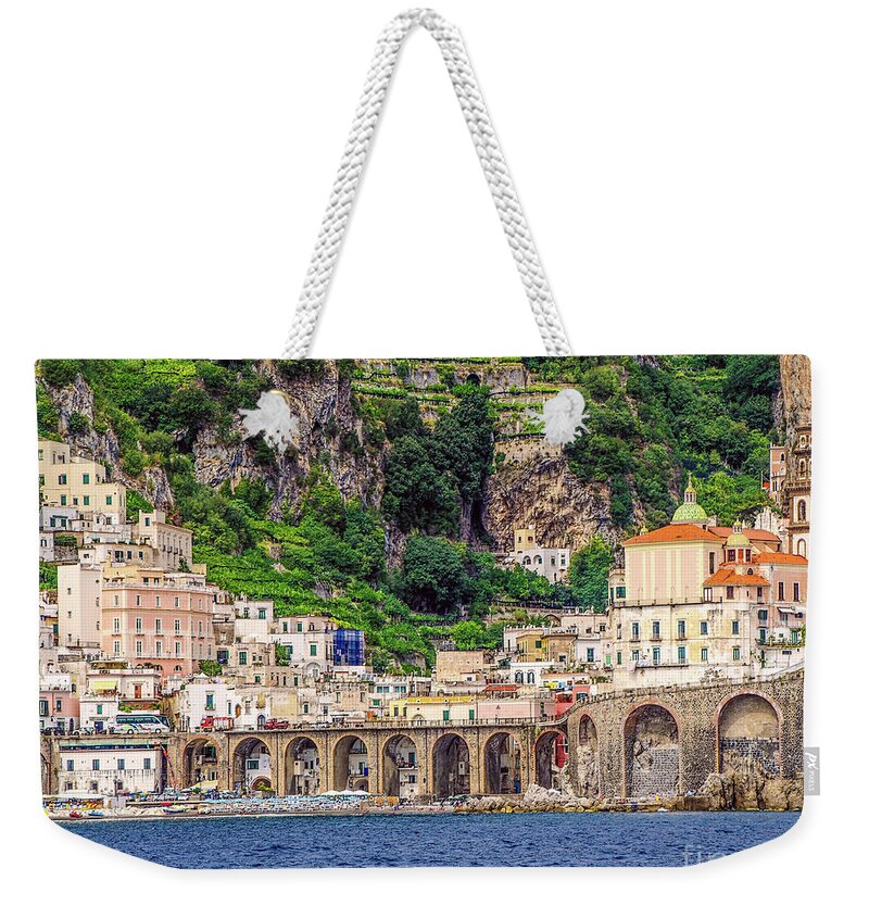 Amalfi Town Weekender Tote Bag featuring the photograph Amalfi by Maria Rabinky