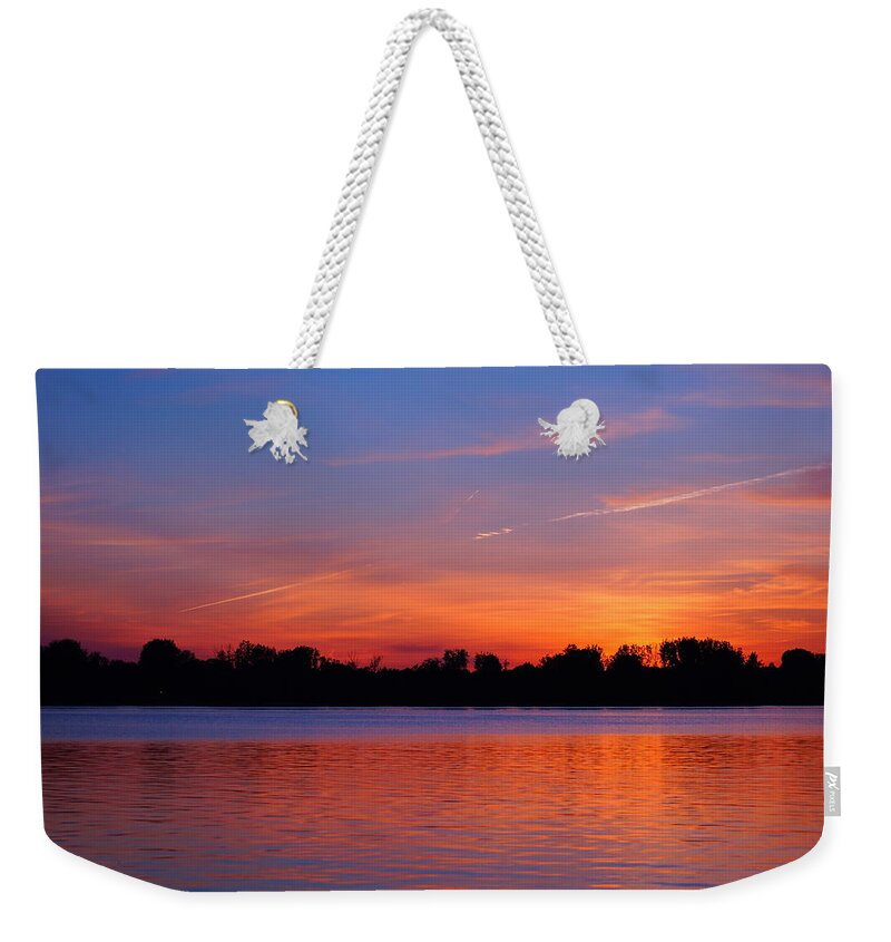 Columbus Weekender Tote Bag featuring the photograph Amber Sunset by Beth Collins