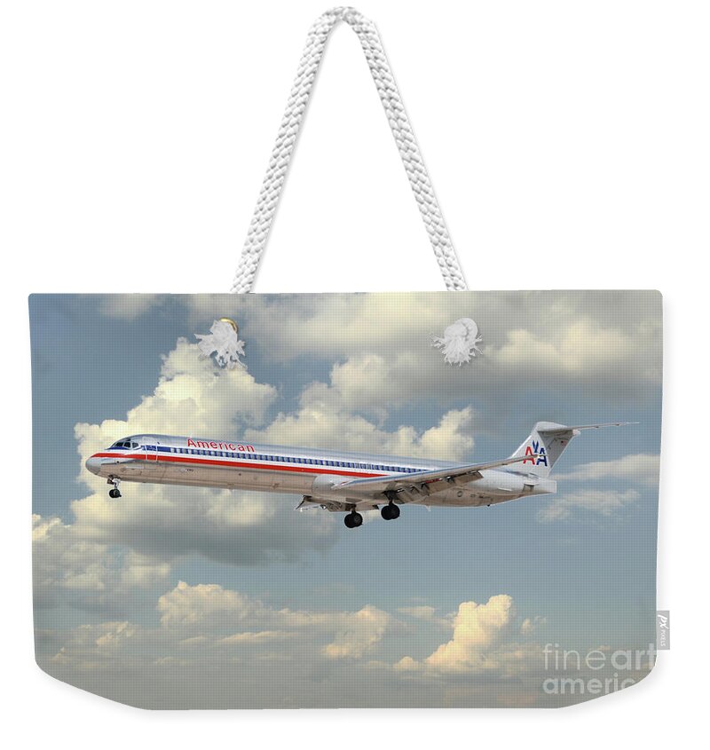 Md80 Weekender Tote Bag featuring the digital art American Airlines MD-80 by Airpower Art