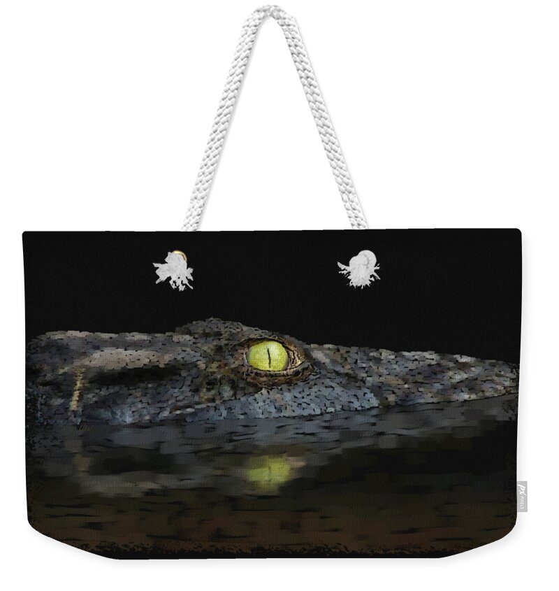 Aligator Weekender Tote Bag featuring the pastel American Aligator by Kathie Miller