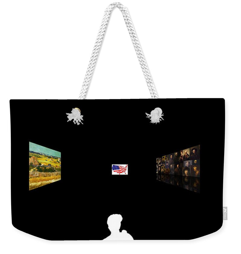 Postmodernism Weekender Tote Bag featuring the digital art American Intellectual 8 by David Bridburg