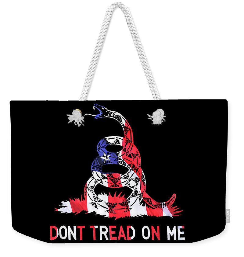 Gadsden Flag Weekender Tote Bag featuring the photograph American Pride Don't Tread on Me HORIZONTAL by Luke Moore