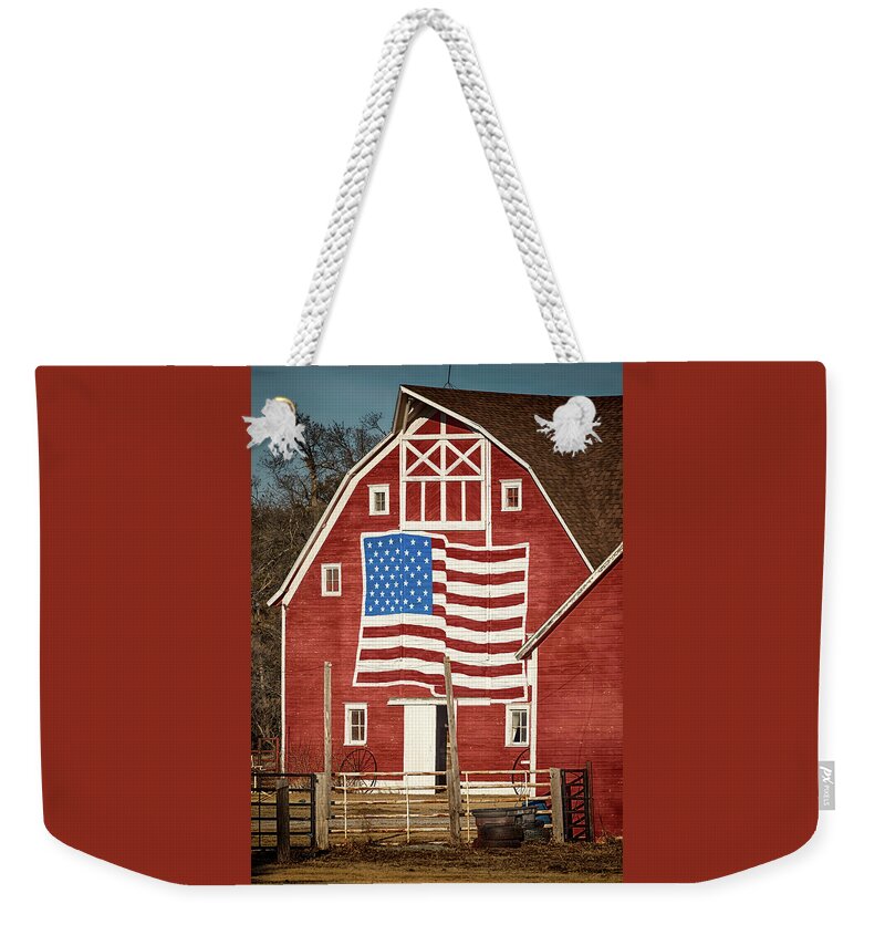 Barn Weekender Tote Bag featuring the photograph American Pride by Susan Rissi Tregoning