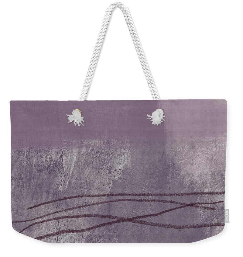 Abstract Weekender Tote Bag featuring the painting Amethyst 1- Abstract Art by Linda Woods by Linda Woods