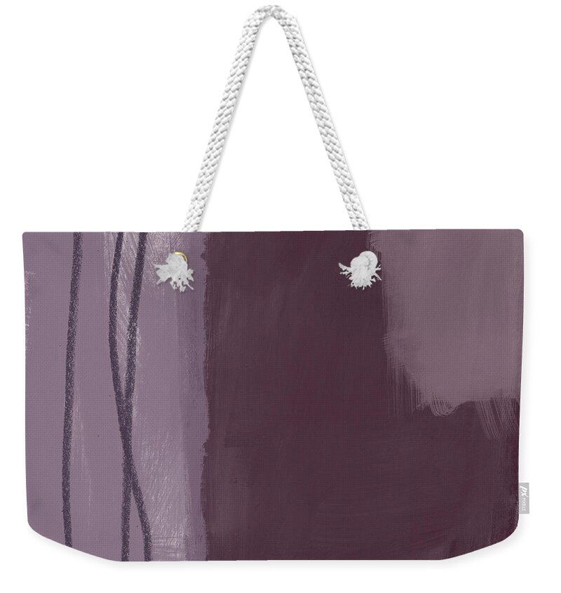 Abstract Weekender Tote Bag featuring the painting Amethyst 3- Abstract Art by Linda Woods by Linda Woods
