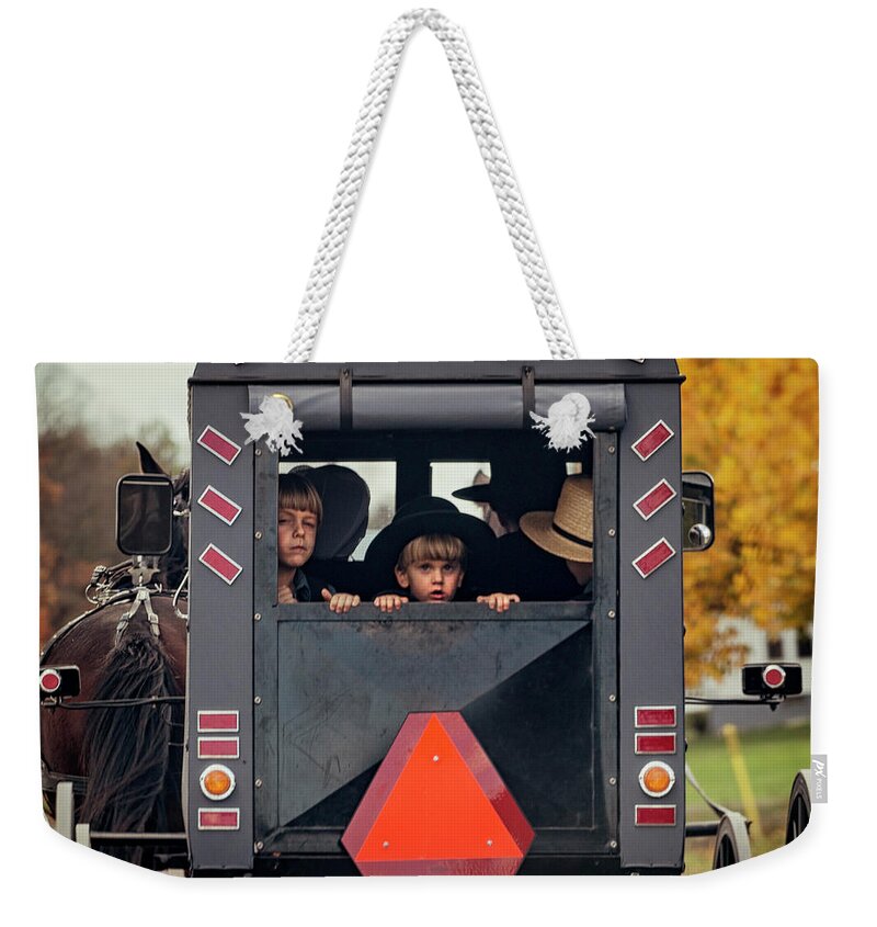 Kids Weekender Tote Bag featuring the photograph Amish by Rob Dietrich