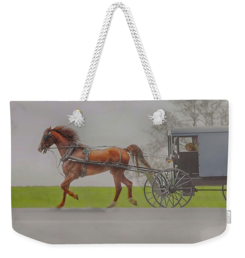  Weekender Tote Bag featuring the photograph Amish Sunday Ride by Dyle Warren