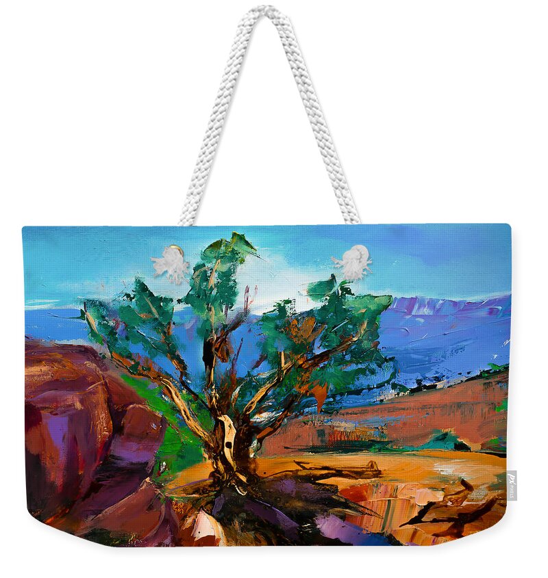 Sedona Weekender Tote Bag featuring the painting Among the Red Rocks - Sedona by Elise Palmigiani